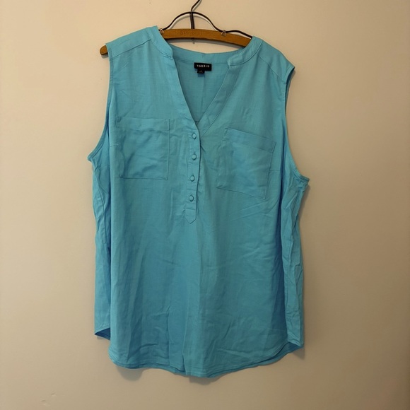 Torrid Turquoise Linen Blend Sleeveless Top Size 1X Plus - Picture 1 of 7